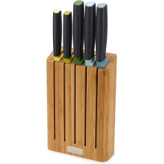 Joseph Joseph Elevate Knife 5-Piece Elevate Knife Set with Slim Bamboo Knife Block