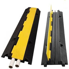 2 Channel Floor Cable Cover, Cable Bridge Protection Cable Duct Ramp Protector Hard Rubber PVC 100 x 25 x 5 cm