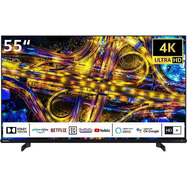 Toshiba 55UL4D63DGY 55 Inch TV / Smart TV (4K Ultra HD, HDR Dolby Vision, Sound by Onkyo, Triple Tuner) - 6 Months HD+ incl. [2023]