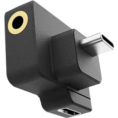 Hensych For Osmo Action Microphone 3.5 mm / USB-C Adapter, Charging Audio Adapter Audio External 3.5 mm Microphone Mount for Jack Plug