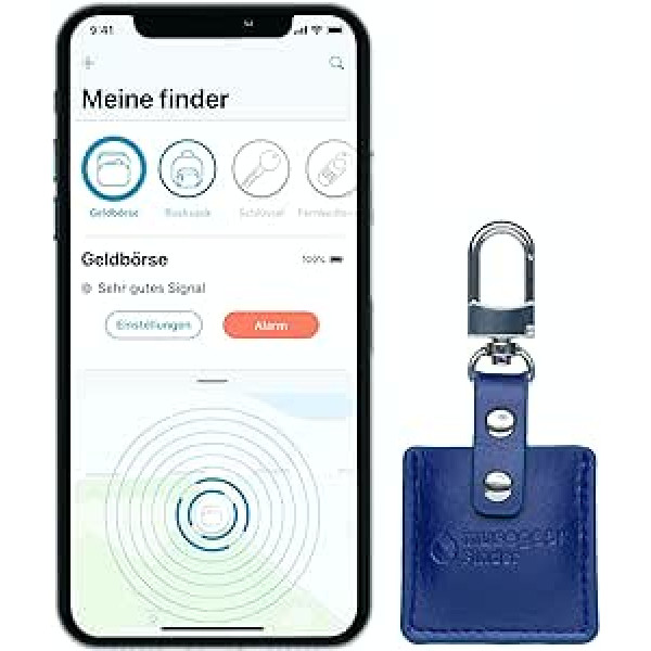 Musegear Key Finder with Bluetooth App – Version 2 – Keyfinder Loud for Mobile Phone in Blue – GPS Location/Coupling – Key Finder