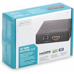 DIGITUS DS-46304, 2-Port HDMI Splitter, 1x2 - Ultra HD, 4K, 30Hz - HDCP 1.3 - 3D Video Format - Black