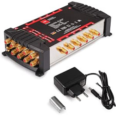 RED OPTICUM OMS 9-12 PRO TR - 12 Subscribers - Satellite Splitter 2 Satellites to up to 12 Subscribers with Gold-Plated Contacts - 3D UHD 4K Ready - Multiswitch Quattro LNB Suitable