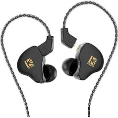 Yinyoo KBEAR KS1 In-Ear Headphones, Wired, In-Ear Monitors, Double Magnetic Circuit Dynamic, Rich Bass, HiFi Earphones, Noise Cancelling, Removable Cable (Black, No Mic)