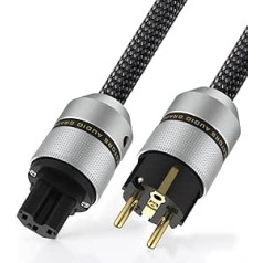 Tertullus High-End HiFi Power Cable Shielded C15 Audiophile Power Cable Audio Cold Device Cable with Schuko Plug & IEC Plug for Amplifier, DVD Player, AV Receiver, Prestage, Home Cinema (1 m, E820)