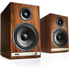 Audioengine HD6 Wireless Speakers with Bluetooth - 150W Powered Bookshelf Speakers for Desktop Monitor and Home Music System with aptX-HD Bluetooth, AUX, Optical, RCA, 24-bit DAC (Real Walnut, Pair)