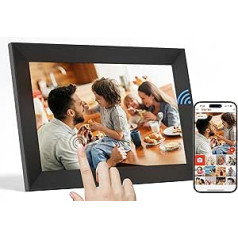 Digital Picture Frame WLAN 10.1 Inch Touchscreen Electronic Picture Frame with 16 GB Memory, Auto Rotate, Wall Mountable, Photos and Videos via App Frameo for Parents/Couples/Friends/Family