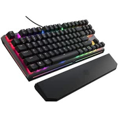 Cooler Master MasterKeys MK730 - Mechanical Compact RGB Gaming Keyboard without Number Keypad, Brushed Aluminium Case, Removable Magnetic Wrist Rest, German Layout, Cherry MX Red