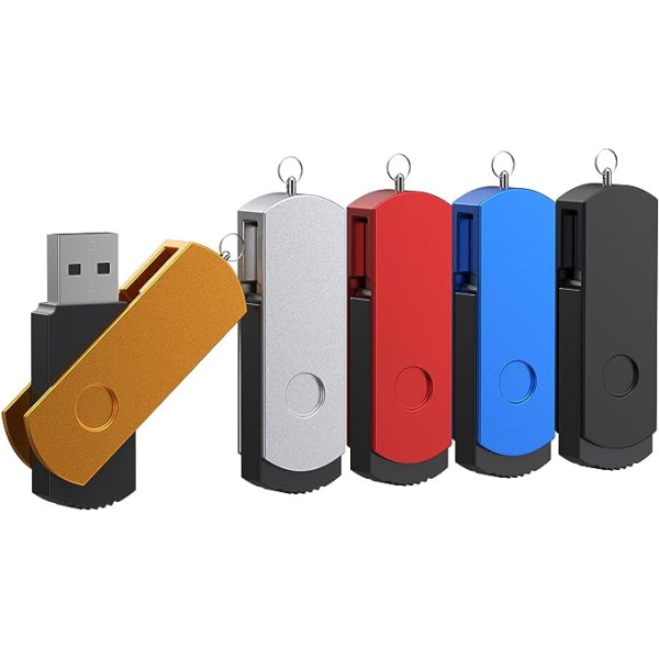 16 GB USB Stick Pack of 5 Colourful Memory Stick Euro Foldable with Swivel USB 2.0 Flash Drive 16 GB Metal Data Storage Pen Drive in 5 Colours Black, Blue, Gold, Silver, Red by FEBNISCTE