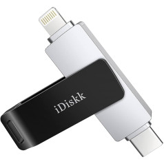iDiskk 128 GB 2-in-1 Type-C to Lightning iPhone Photo Stick, MFi Certified USB iPad Stick, iPhone Memory, Works with USB-C Mobile Phones, iPhone USB Stick Thumb for iPhone/iPad, Mac and Computer