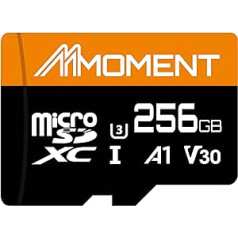 MMOMENT Micro SDXC Card, A1, UHS-I, U3, Class 10 Compatible, Read Speed up to 100MB/s, Write Speed up to 70MB/s, SD Adapter Included (256GB, A1, V30)