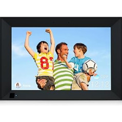 Hyjoy Digital Picture Frame 10.1 Inch WiFi Digital Picture Frame with IPS Touch Screen HD Display, Light Sensor, Auto Rotate to Share Photos or Videos Anywhere via AiMOR App (Black)