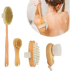 Congumi Body Brush, Dry Brush, Face Brush, Back Brush with Long Handle, Bath Brush, Shower Brush, Deep Cleansing, Exfoliating Massage Brush, Improving Lymphatic System, Removal of Cellulite