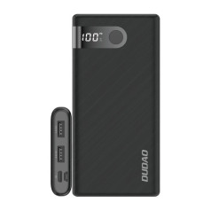 Dudao Powerbank 10000 mAh 2x USB USB-C micro USB 2A ar melnu LED ekrānu