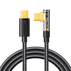 Leņķveida USB-C kabelis ātrai uzlādei un datu pārsūtīšanai 100 W 1,2 m melns