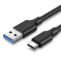 USB 3.0 - USB-C kabelis 3A 1m melns