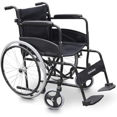 QUIRUMED Easy Compact Steel Wheelchair, Foldable, Seat 46 cm, Lightweight, Document Bag, for Elderly, Disabled, up to 110 kg