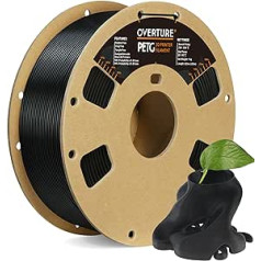 OVERTURE PETG Filament 1.75mm, 3D Printer Filament PETG, 1kg Spool (1kg), Dimensional Accuracy +/-0.03mm, Fits Most FDM Printers (Black)