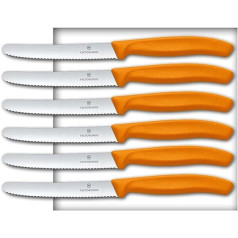 Victorinox 6 Piece Kitchen Knife Set (11 cm, Extra Sharp Serrated Edge, Table Knife, Ergonomic Handle, Dishwasher Safe), 14cm