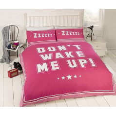 Teenager's King Quilt Duvet Cover & 2 Pillowcase Bedding Bed Set Girls Pink Don't Wake Me Up