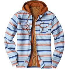 Herren Hemden, Lässige Langarm Freizeit Slim Fit Hoodie Longsleeve Herren Plaid Casual Innenfleece Mantel Langarmshirt Flanell Regular Fit Verdicken Baumwolle Hemd Overshirt
