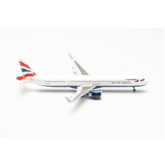 herpa 572422 Airbus Model Plane British Airways A321neo G-NEOY Miniature 1:200 Scale Collectable Model with Base Plastic Miniature Model Multi-Coloured