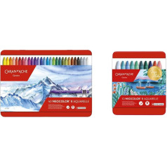 Caran d'Ache Creative Art Materials Wax Crayons Caran d'Ache Neocolor II & Caran d'Ache d'Ache Colouring Pencils Case 10 Pastels Neocolor II Cold Tones - Limited Edition Beya Rebaï + Online Course