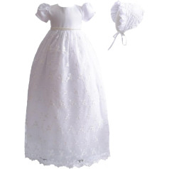 Cinda Baby Girl Lace Long Christening Dress with Hat