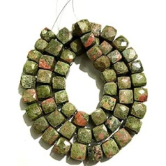 Natural UNAKITE cube box FACETED Beads 8x9-8x9mm 18 inch long string jewelry making gemstone beads for necklace bracelet