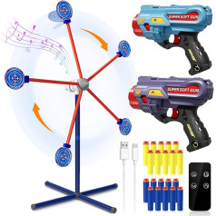 DX DA XIN Shooting Games Toy for Age 5 6 7 8 9 10+ Year Old Boys, Rotating Shooting Disc & 2 Toy Guns & 20 Foam Arrows, Christmas Children's Gifts for Boys and Girls