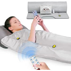 VAYOTOY Infrared Sauna Blanket 2 Zone Digital Home Sauna Blanket Professional Detox Therapy Sauna Portable Oxford Sauna Blanket with 4 Safety Protection for Hot Sweating, Relaxation, Detox (Silver)