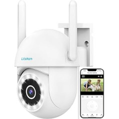 Litokam 4MP Outdoor Surveillance Camera, 2.5K WLAN IP Camera Surveillance Outdoor Automatic Motion Detection, Night Vision in Colour, 2-Way Audio