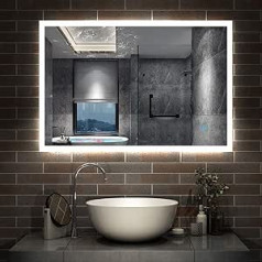Aica Sanitär Aica Sanitär LED Bathroom Mirror, 39-160 cm with Lighting Touch, Infrared Sensor, Anti-fog, Mirror Heating, IP44, Wall Mirror