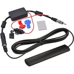 Bingfu Car Radio Antenna FM AM Car Antenna with Signal Amplifier, 12V Power Supply, DIN Plug, Adapter for Vehicle, Truck, SUV, Car Radio, Stereo Media Head Unit Receiver