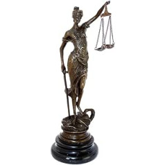 Kunst & Ambiente - Small Roman Bronze Figure - Justitia - with Sword + Scales - Real Bronze - Buy Justitia - Buy Bronze Figures - Brown