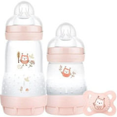 MAM Easy Start Colours of Nature Starter Self-Sterilising Anti-Colic Starter Set (Owls), Non-Glossy, Matte Finish, Newborn Bottle Set and Dummy, Newborn Essentials