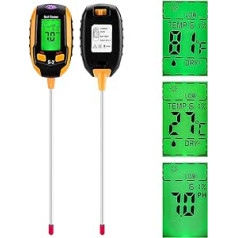 BlumWay 5 in 1 Soil Meter for Plant Temperature, Soil Moisture, PH Value, Sunlight, Ambient Humidity, Soil Tester Plant Tester for Garden, Lawn, Farm and Potted Plants