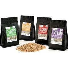 BBQ-Toro Pellets Set Made of 100% Fruit Wood | Choice of 4 Varieties of 1 kg | Smoker Pellets for Grill, Smoker, Pellet Pizza Oven and Heating Systems | Grill Pellets