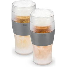Host 3309 Beer Glasses Freeze Pint Cooling Glass (Set of 2), Glass, 473 ml, Grey