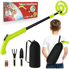iTayga Children's Metal Detector, Adjustable Metal Detector (24 - 35 inches), High Precision, Professional, Waterproof, Foldable Metal Detector with Spool, Very Light (Only 0.88 lbs), Green