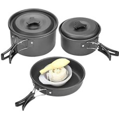 Crockery Sets, 3-Piece Camping Cookware Set, Outdoor Cookware Portable Camping Crockery Set, Cooking Set, Suitable for 2-3 People