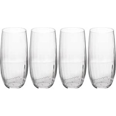 MIKASA Treviso Crystal Long Drink Glass, 400 ml, Set of 4, Lead-Free, Clear Fine Glasses with Ripple Effect for Celebrations