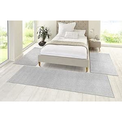 HANSE Home Pure Rug Bed Border 3-Piece - Bed Rug Runner Short Pile Plain Runner Set for Children's Room Bedroom Grey 2 x 70 x 140 cm 1 x 70 x 240 cm