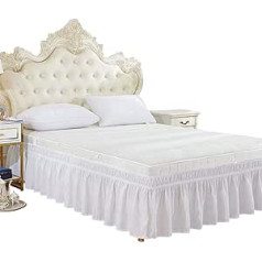 EVTSCAN Bed Skirt, Elastic Polyester Bed Skirt Ruffle Easy Fit Spread Cover Valance (King:78 x 80 + 15 inches)