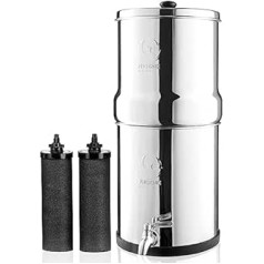 Phoenix Gravity 8 Litre Gravity Fed Stainless Steel Drinking Water Filter with 2 Phoenix Carbon Water Filter Cartridges, Stainless Steel Tap