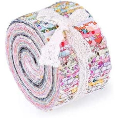 Patchwork Craft Cotton Quilting Fabric, Cotton Craft Fabric Package, Cotton Fabric, Roll-Up Cotton Fabric, Quilting Stripes, Patchwork Crafts with Various Patterns for Crafts