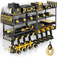 POKIPO Power Tool Organiser Wall Mount, Extended Large Heavy Duty Drill Holder, 4 Layer Garage Tool Organiser and Storage, Suitable Utility Racks for Tool Room, Workshop, Garage Cordless Drill