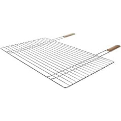 I LOVE BBQ - Cooking grate for grill and smoker - Simple cooking grate, rectangular grill, cooking grate 68 x 40 cm - Material: chrome-plated steel - Dimensions: 68 x 40 cm - Wooden handles