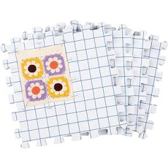 Coopay Clamping Mats with Grid, Mats for Tensioning, 4 Pack of 100 T-Needles for Knitting, Crochet Lace, Extra Thick Interlocking Blocking Mats, 28 cm, Granny Square Spans Foam, Large