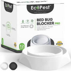ECOPEST Bed Bug Detector - Pack of 12 | Bed Bug Blocker (Pro) | Bed Bug Test (White) | Insect Trap, Bug Monitor and Detector for Bed Legs